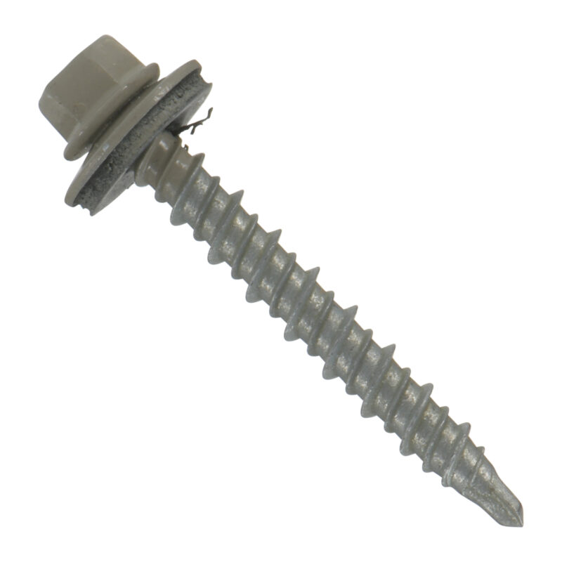 Fastgrip #10 Hi-Lo MINI-DRILLER EPDM Washered Metal Roofing/Siding Fasteners - Bag of 250 - 1-1/2 inch, Clay