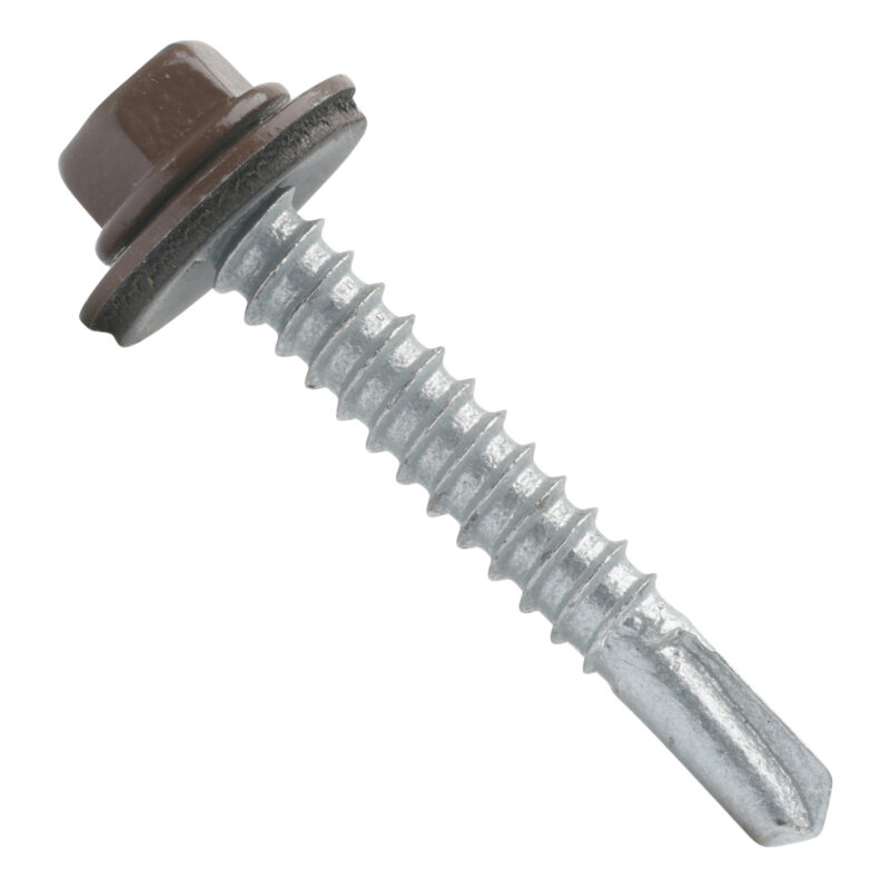 #12 MetalGrip Self Drilling Roofing/Siding Fasteners (Steel to Steel)- Bag of 250 - 1-1/2", Brown