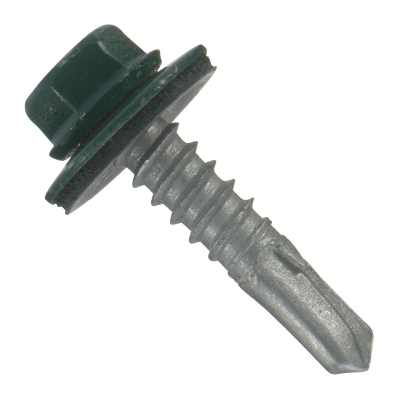 #12 MetalGrip Self Drilling Roofing/Siding Fasteners (Steel to Steel)- Bag of 250 - 1", Ivy Green/Green