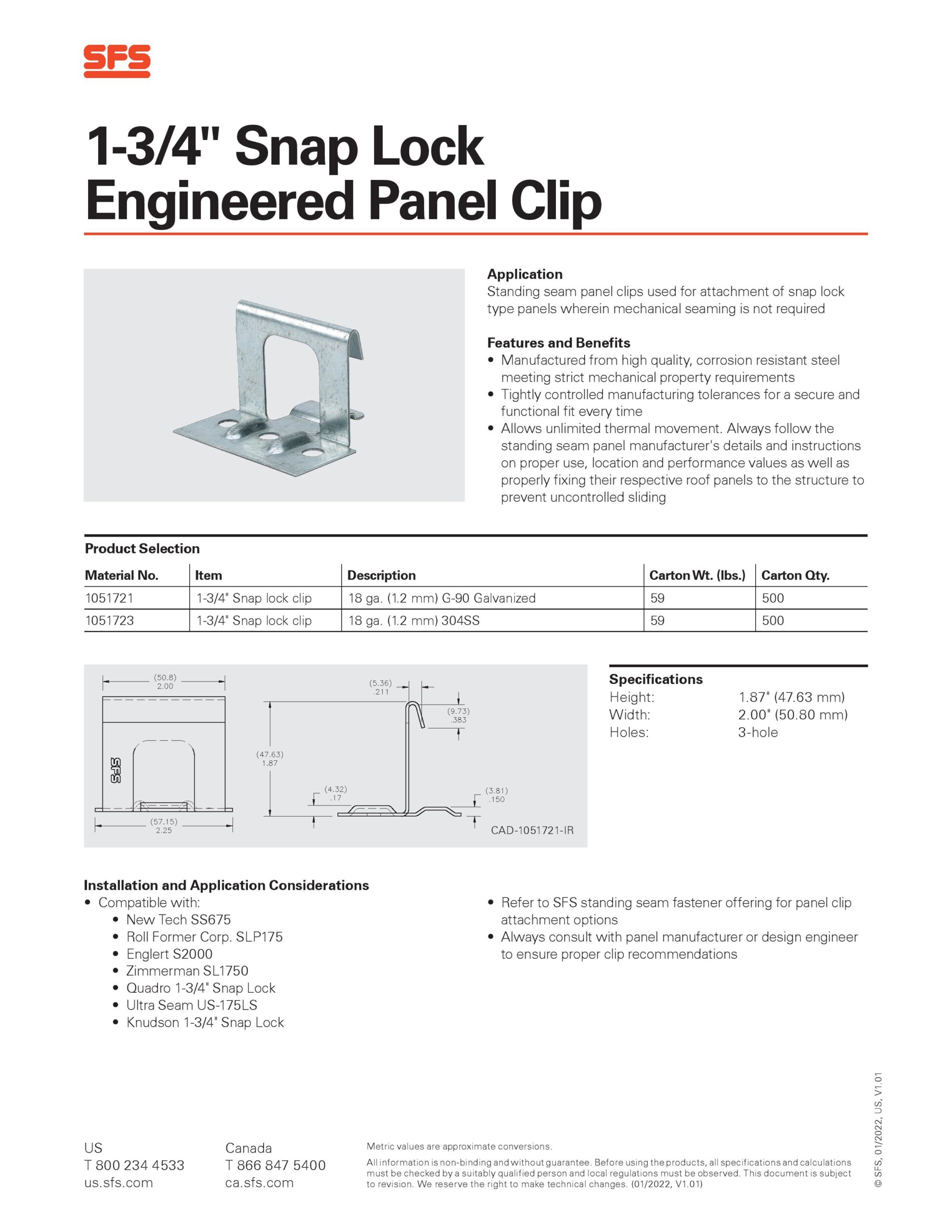 1-3/4" HC175 Snap Lock Clip (18ga Galv.) - Image 5
