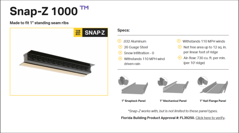 メル36481　strasse rcz01②フレーム類1/2 SNAP-Z STANDING SEAM METAL ROOF RIDGE VENTING (Color: Black) - Mid